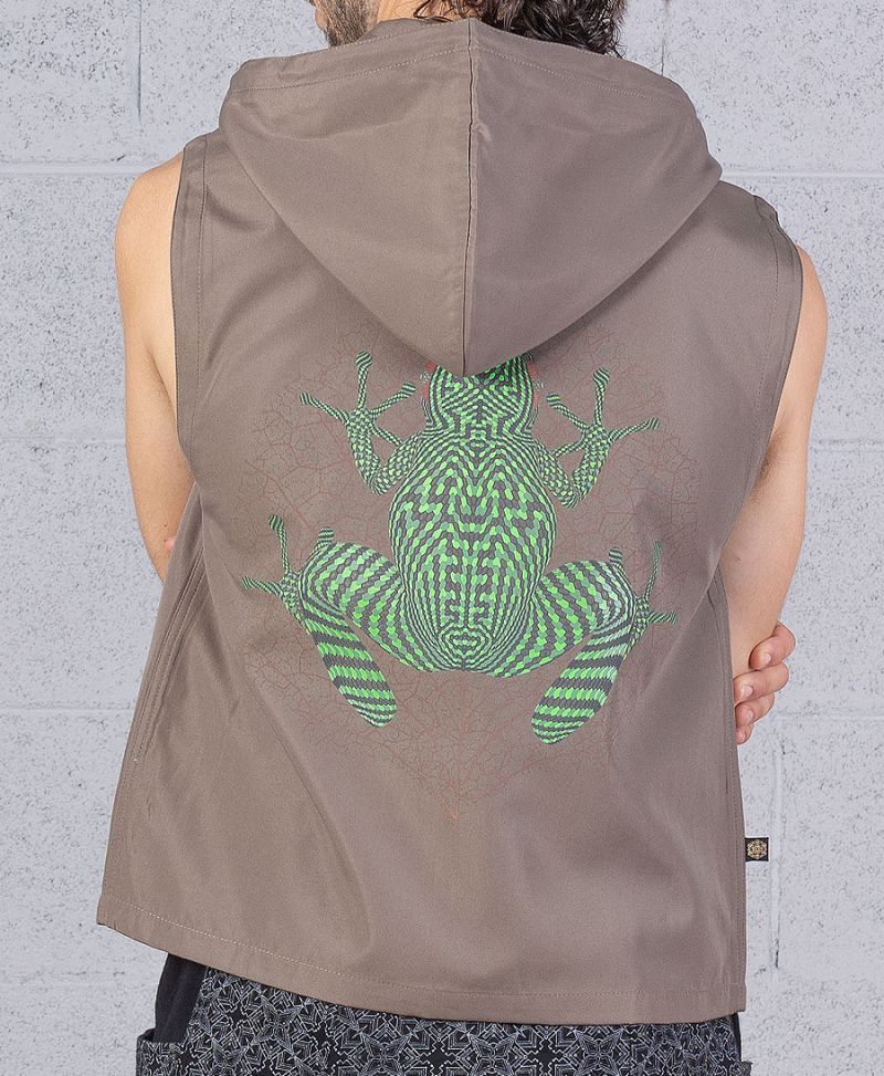 mambo frog men festival vest with hood 