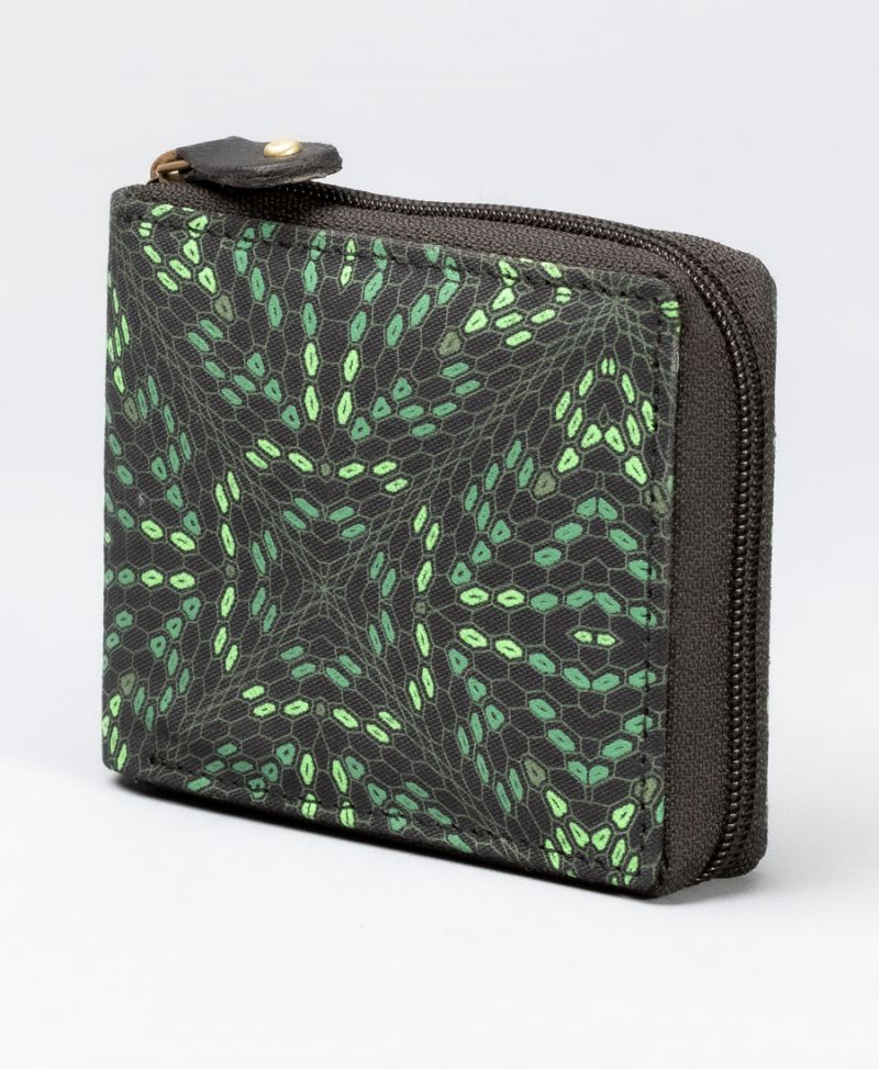 psychedelic mens zipper wallet canvas bifold 