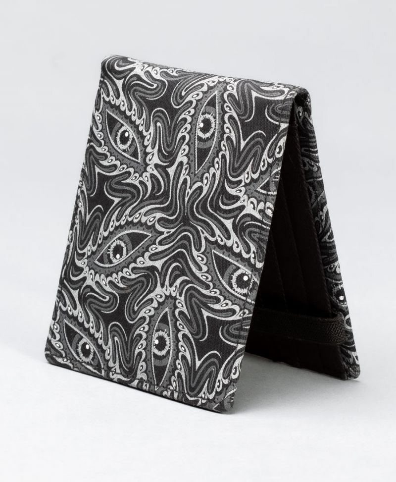 psychedelic mens slim canvas wallet black and white