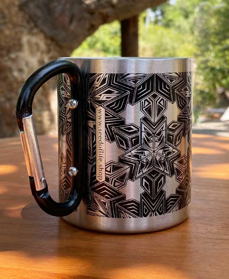 Psychedelic Print Stainless Steel Travel Mug With Clip Handle 