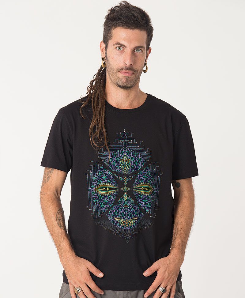 psychedelic black t shirt mens