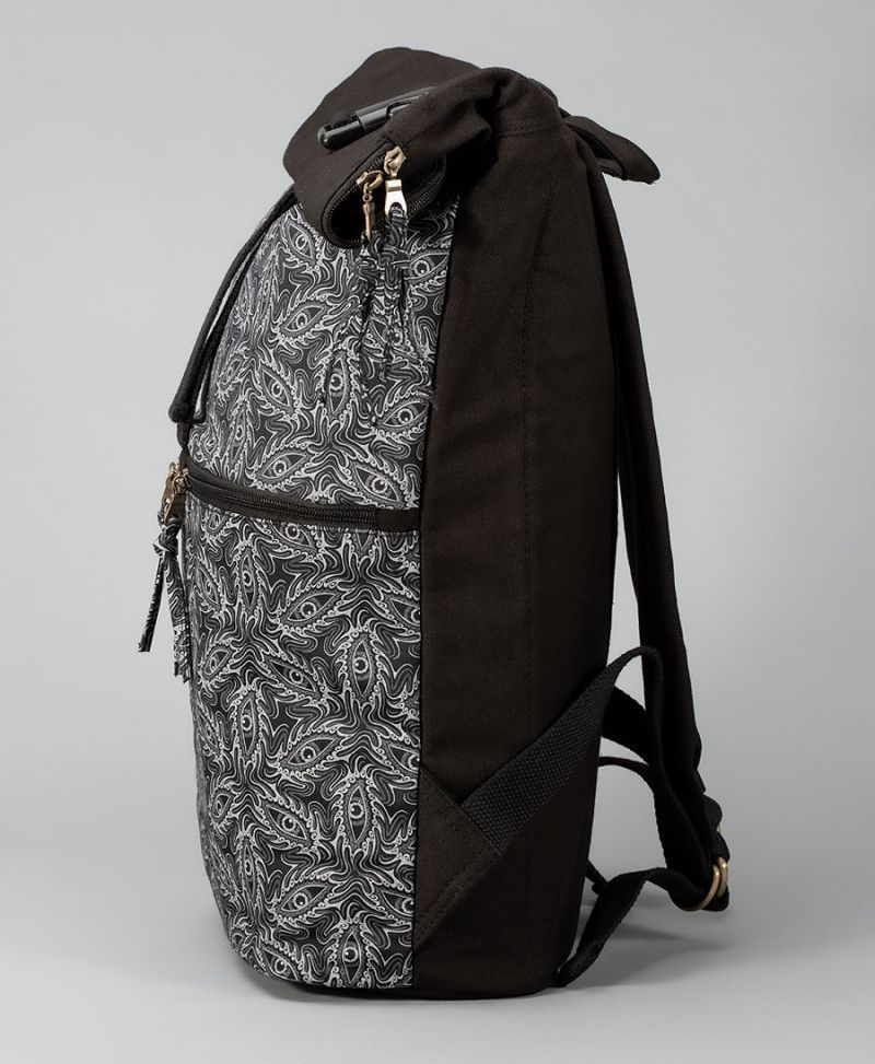 psychedelic roll top backpack large canvas travel bag 