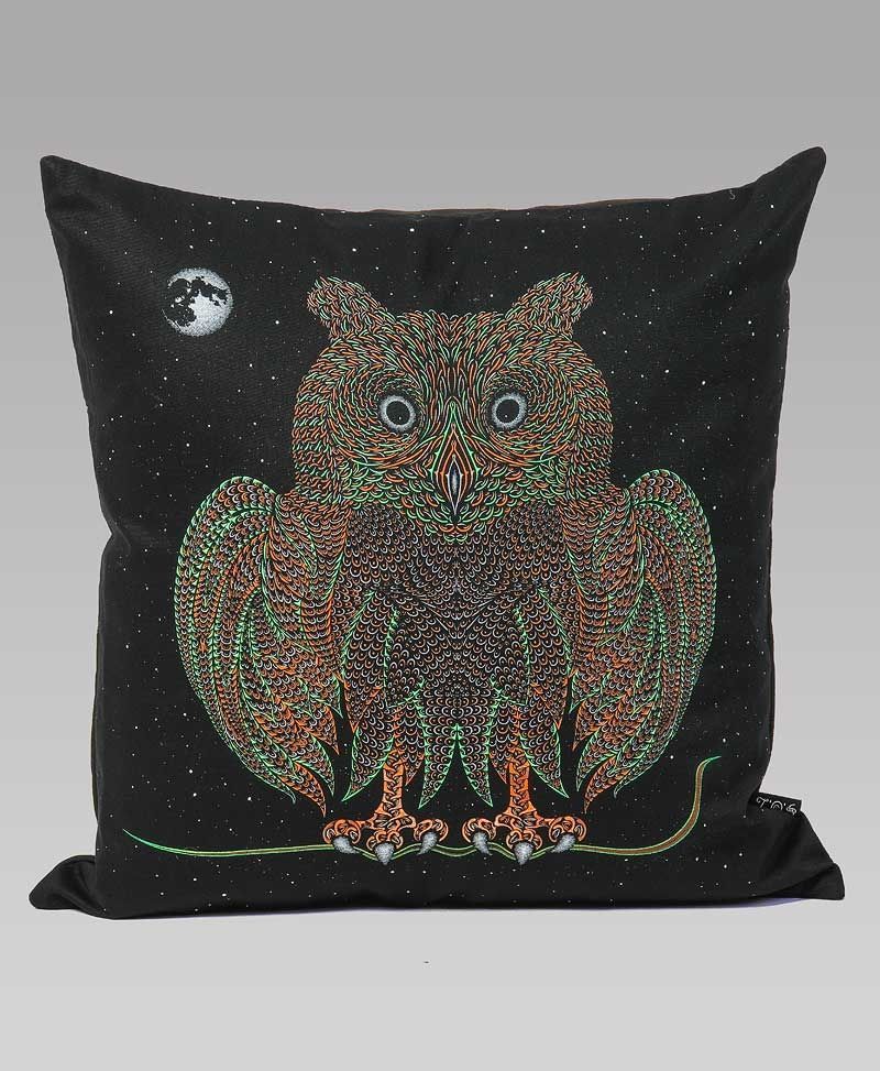 Psytrance Clothing Fashion Owl Cushion Cover