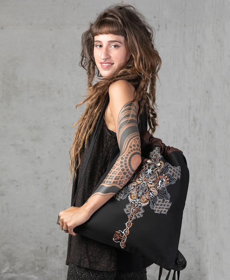 sacred geometry drawstring backpack tribal bag