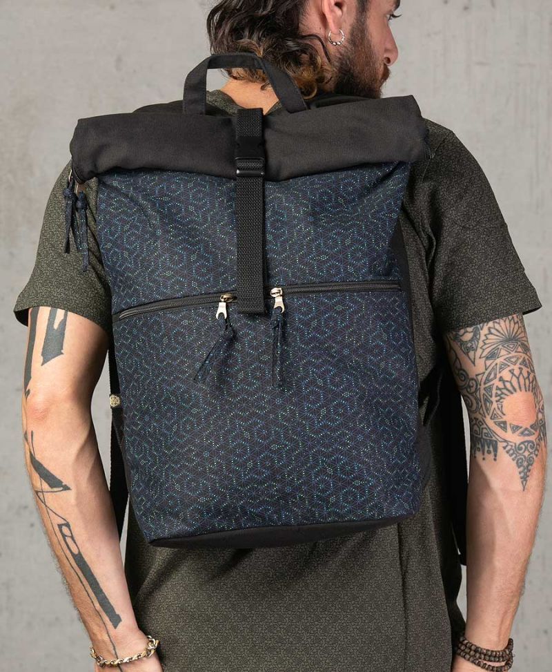 psytrance clothing bags seed of life roll up laptop backpack