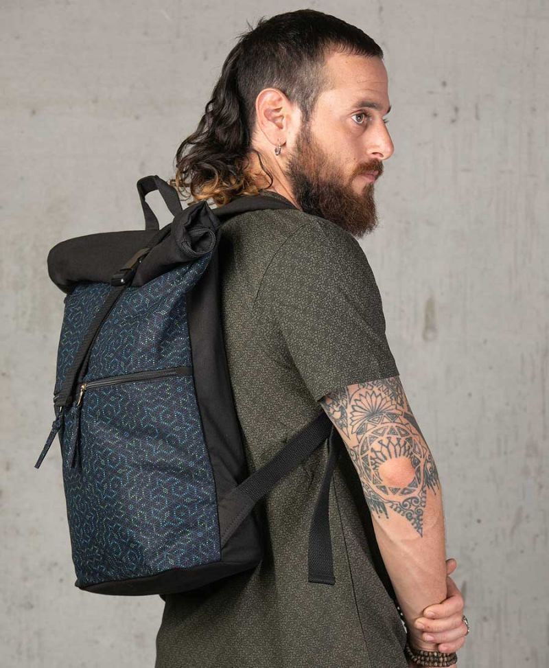 psytrance clothing bags seed of life roll up laptop backpack