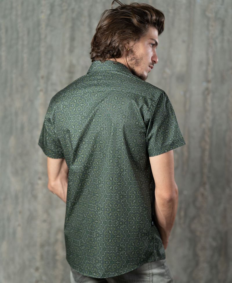 seed of life button up shirt for men short sleeve 