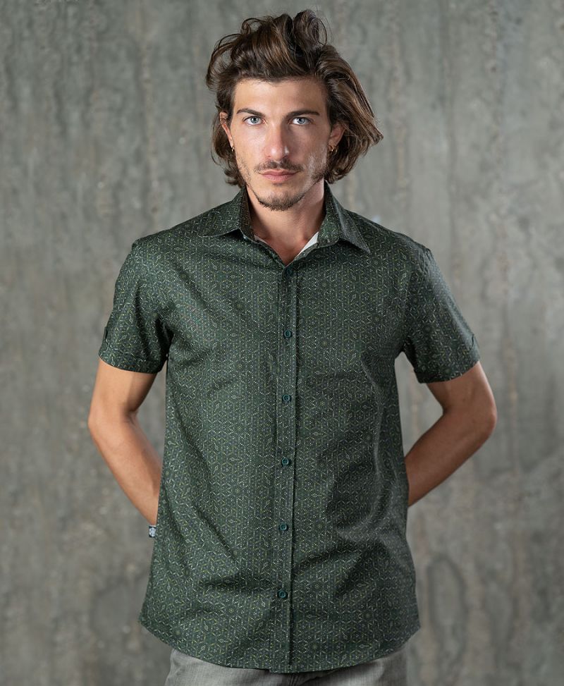 seed of life button up shirt for men short sleeve 
