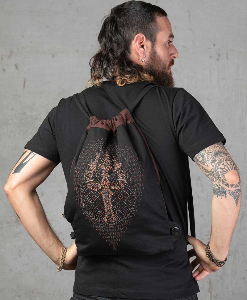 trishul drawstring backpack psychedelic bags