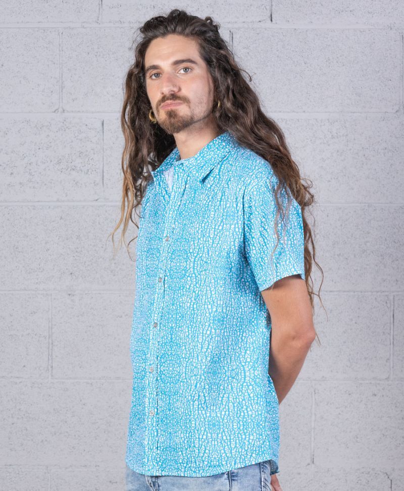 Melon Button Shirt ➟ Turquoise