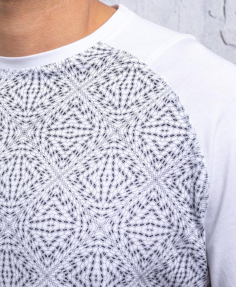 long sleeve t shirt hexagon print white 