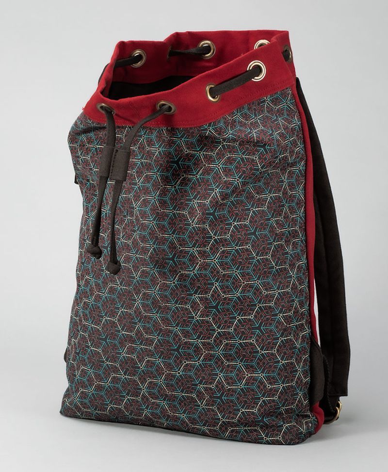 women geometric drawstring backpack red 