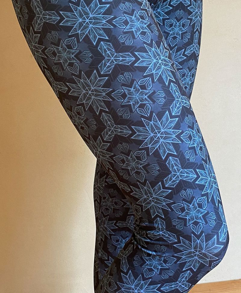 Psychedelic Leggings Blue Tights Geometric Print