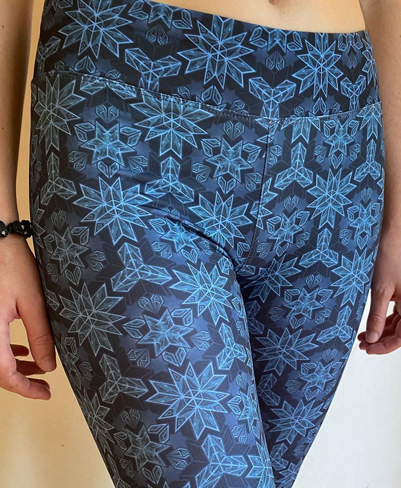 Psychedelic Leggings Blue Tights Geometric Print