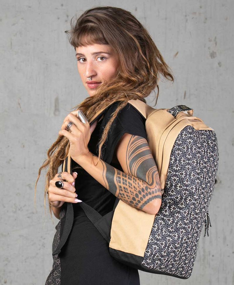 tribal print canvas backpack for women laptop bag