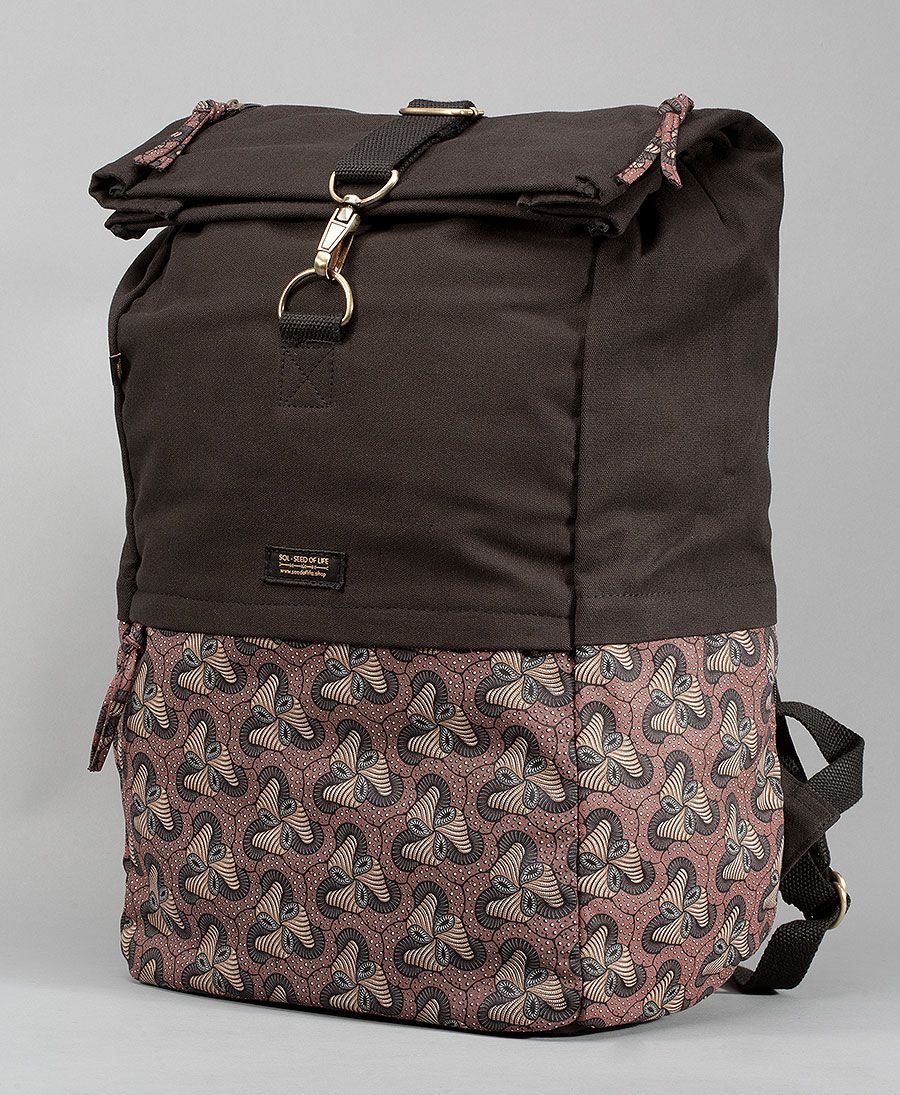 45L Roll Top Backpack Extra Large Travel Bag Magic Mushrooms Print