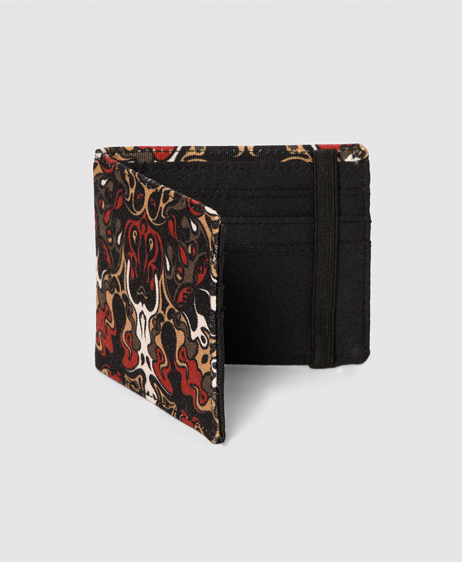 brown printed slim wallet trippy 