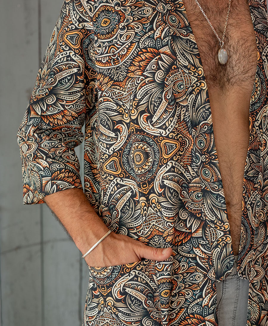 Unisex geometric Print Kimono Jacket 