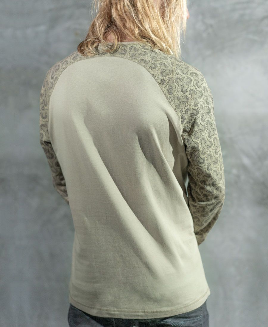 Geometric long sleeve cotton T shirt for men 