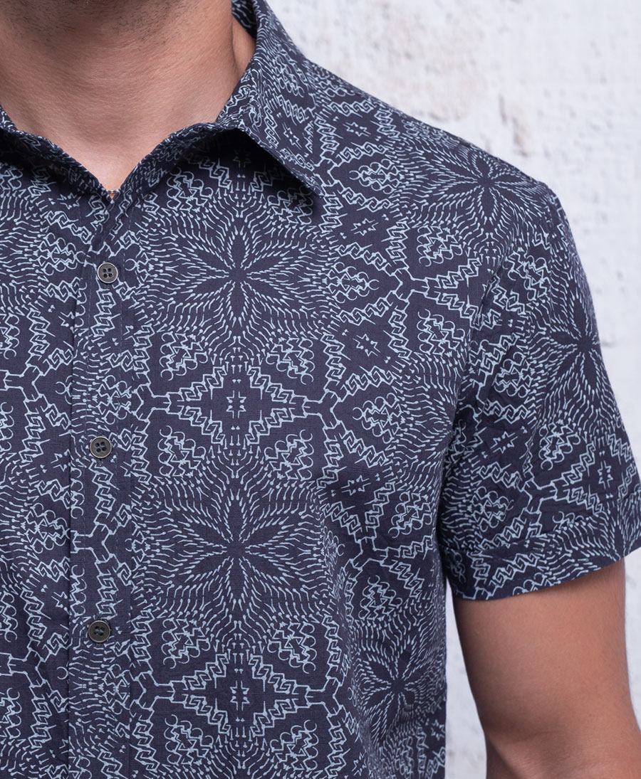 Hawaiian shirt for men grey printed 