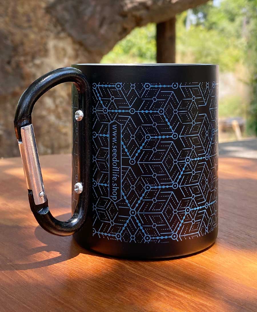 Hexagon Print Stainless Steel Travel Mug With Clip Handle 