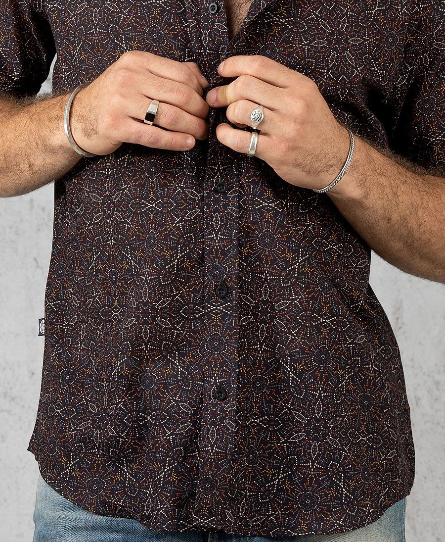 Boho Hippie men button up shirt festival wear