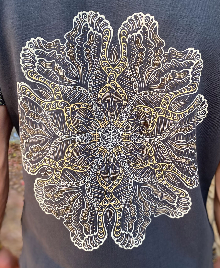 psychedelic men hooded vest black mandala 