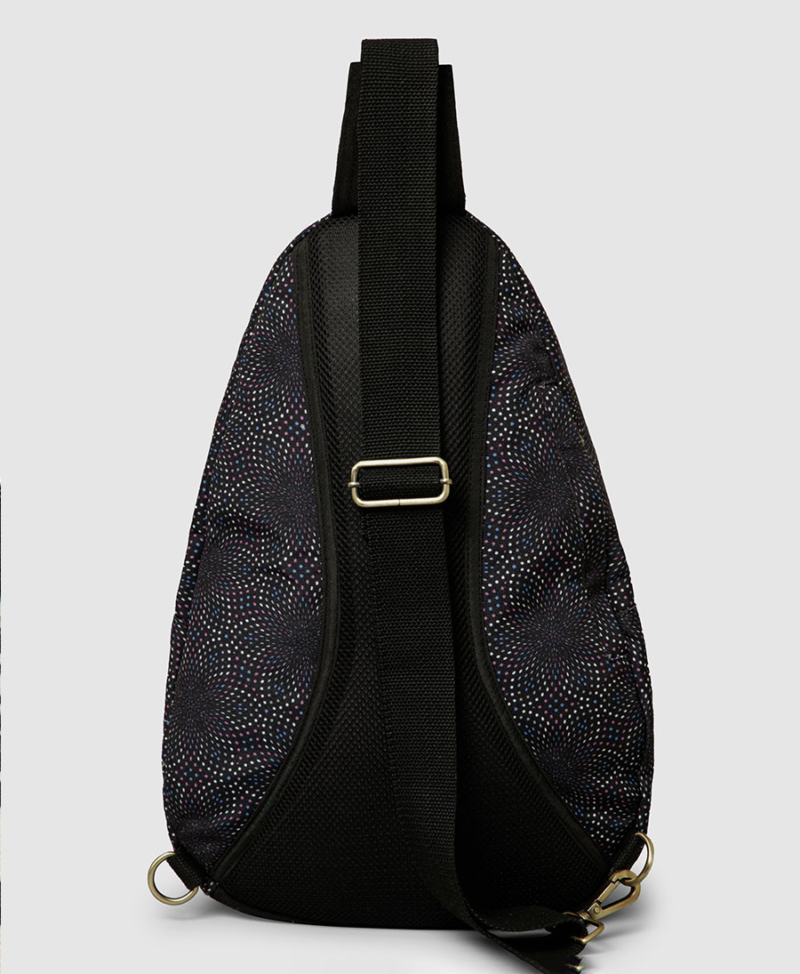 purple sling backpack printed 