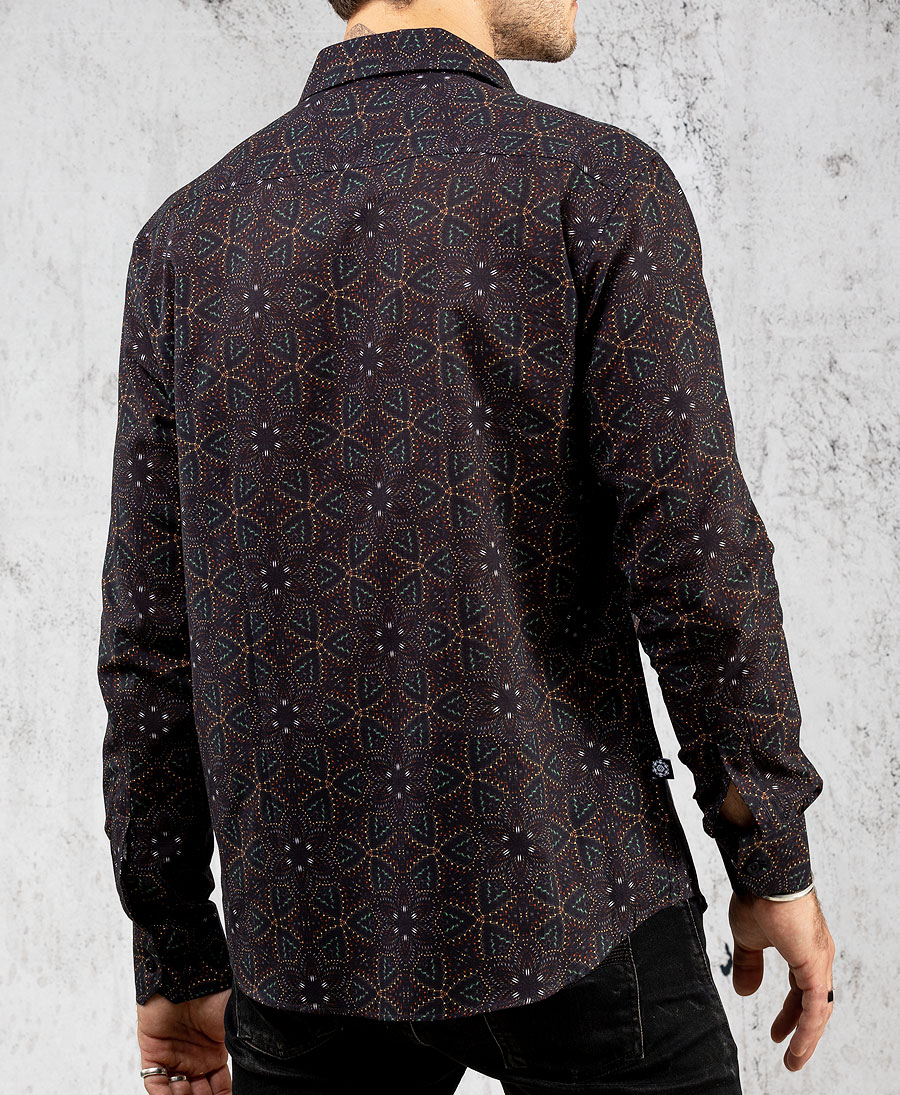 Mandala men button up shirt long sleeve button down