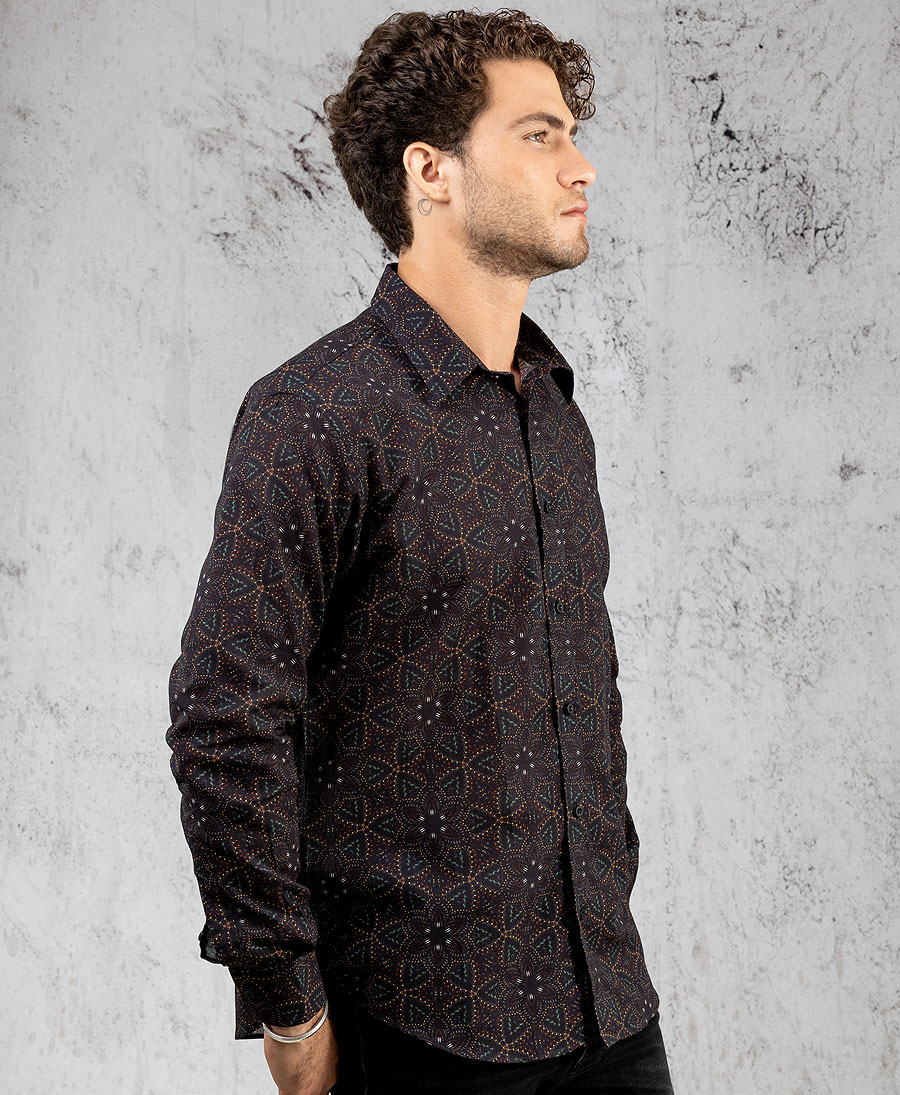 Mandala men button up shirt long sleeve button down