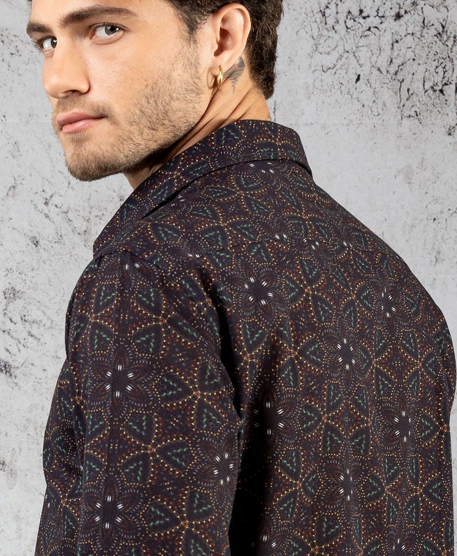 Mandala men button up shirt long sleeve button down 