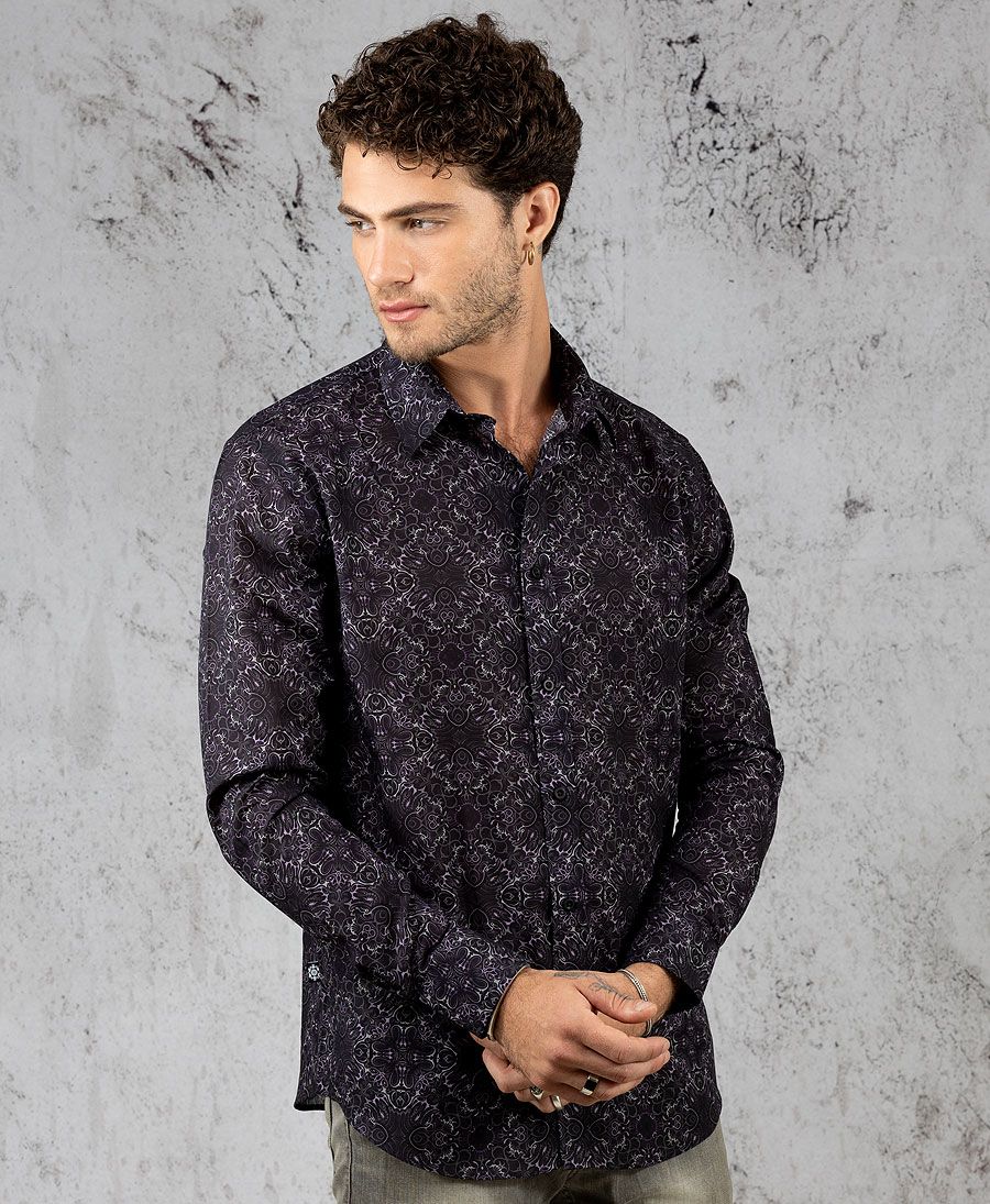 trippy men button up shirt long sleeve 