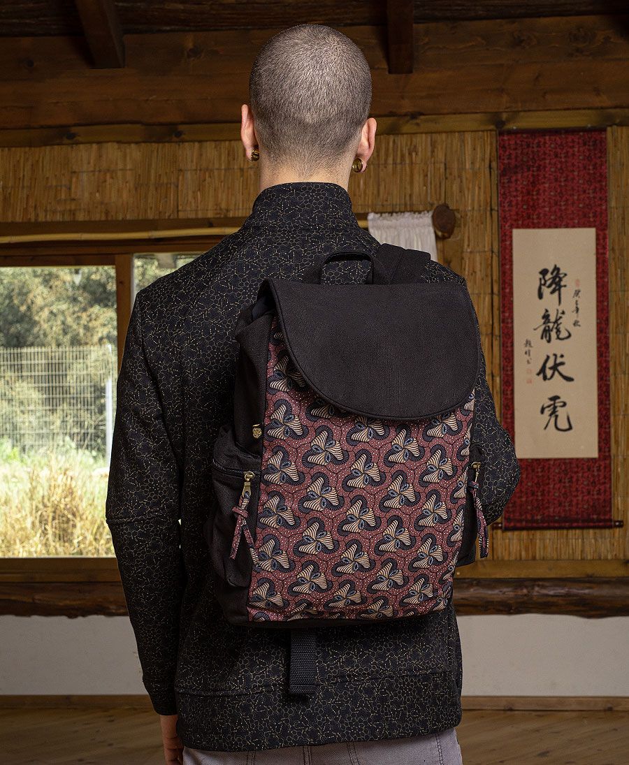 magic mushroom backpack canvas laptop bag