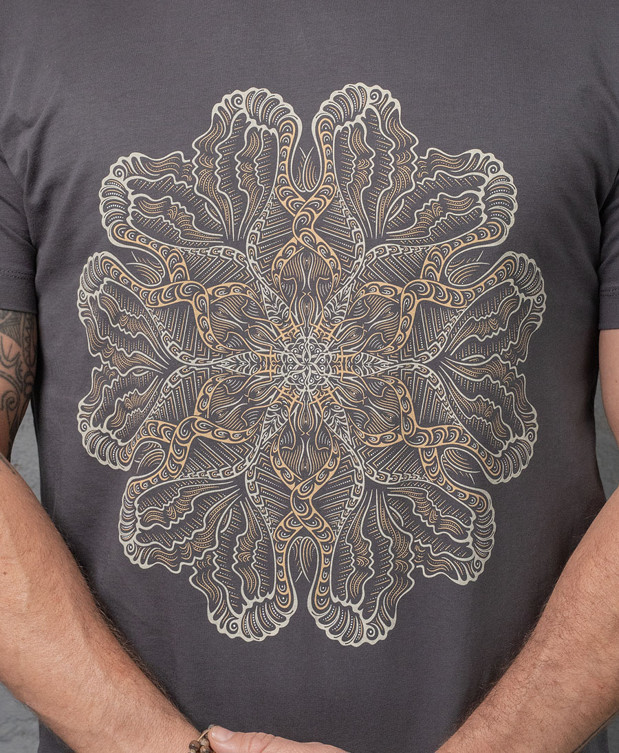 Psychedelic Shirt For Men Grey Tshirt Mandala Print
