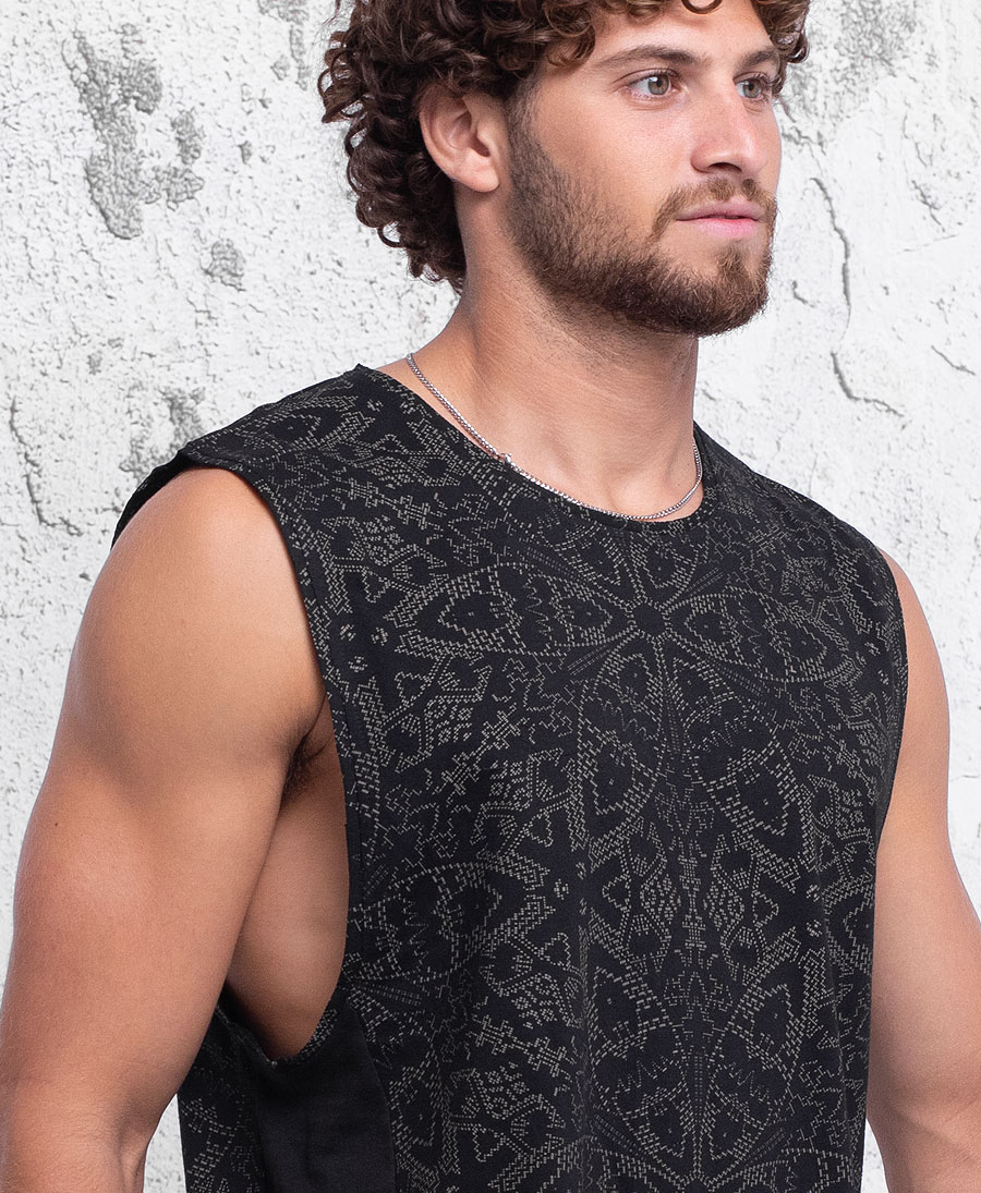 mandala men tank top black