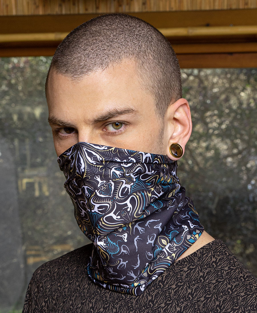 Seamless Face Rave Mask Bandanas Neck Gaiter Cover Tube Headband Scarf Men