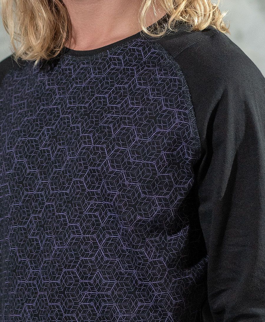 Geometric long sleeve cotton T shirt for men 