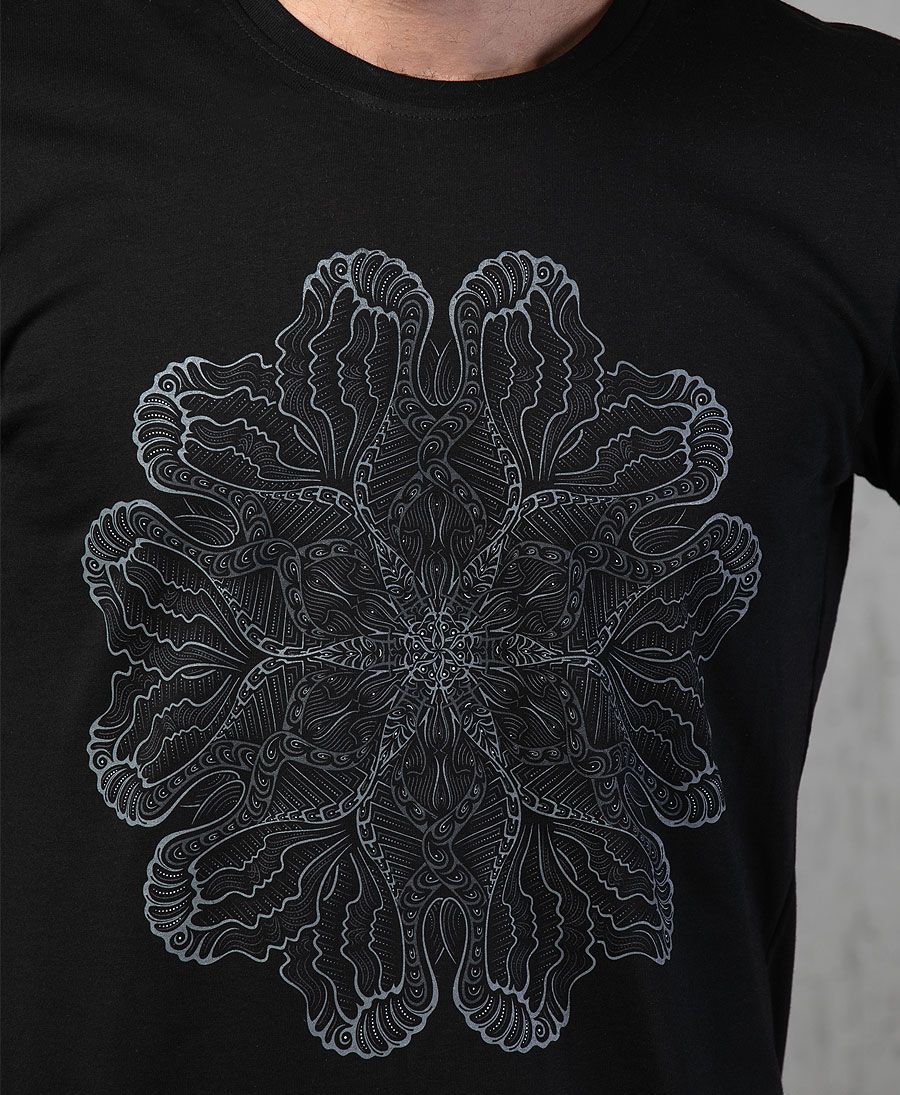 Psychedelic Shirt For Men Black Tshirt Mandala Print