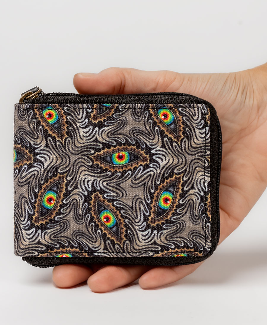 Mens Zipper Wallet Peacock Print