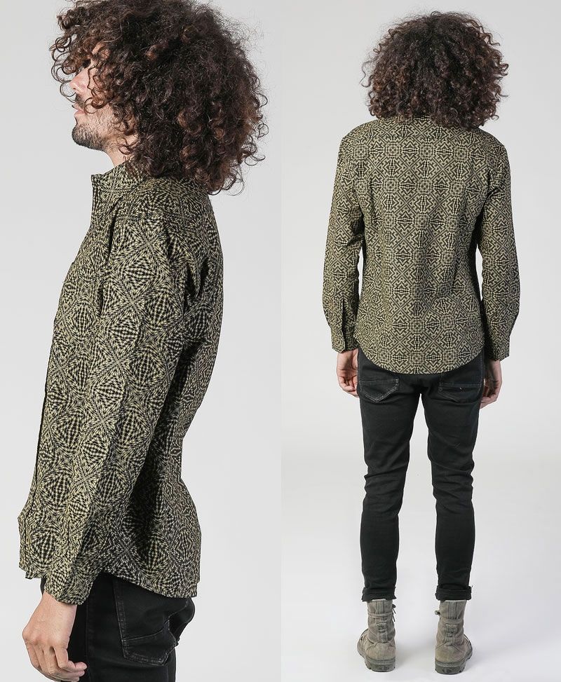 spy-clothing-men-button-down-shirt-long-sleeve-geometric-hexagon