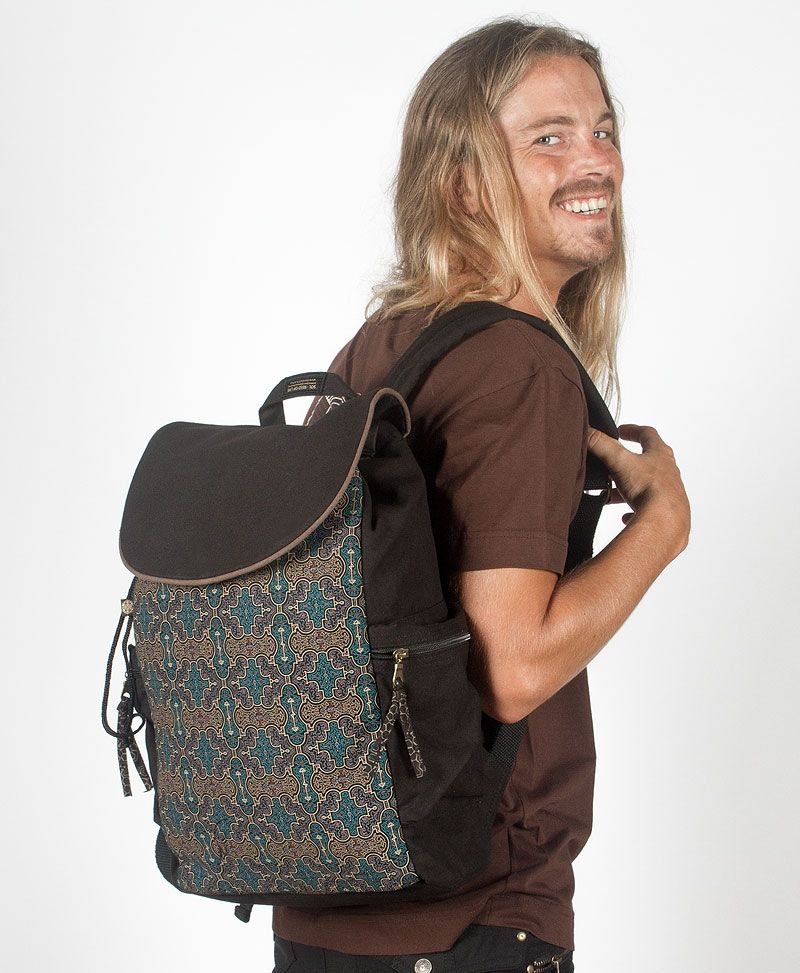 psy trance canvas laptop backpack sacred geometry shipibo bag