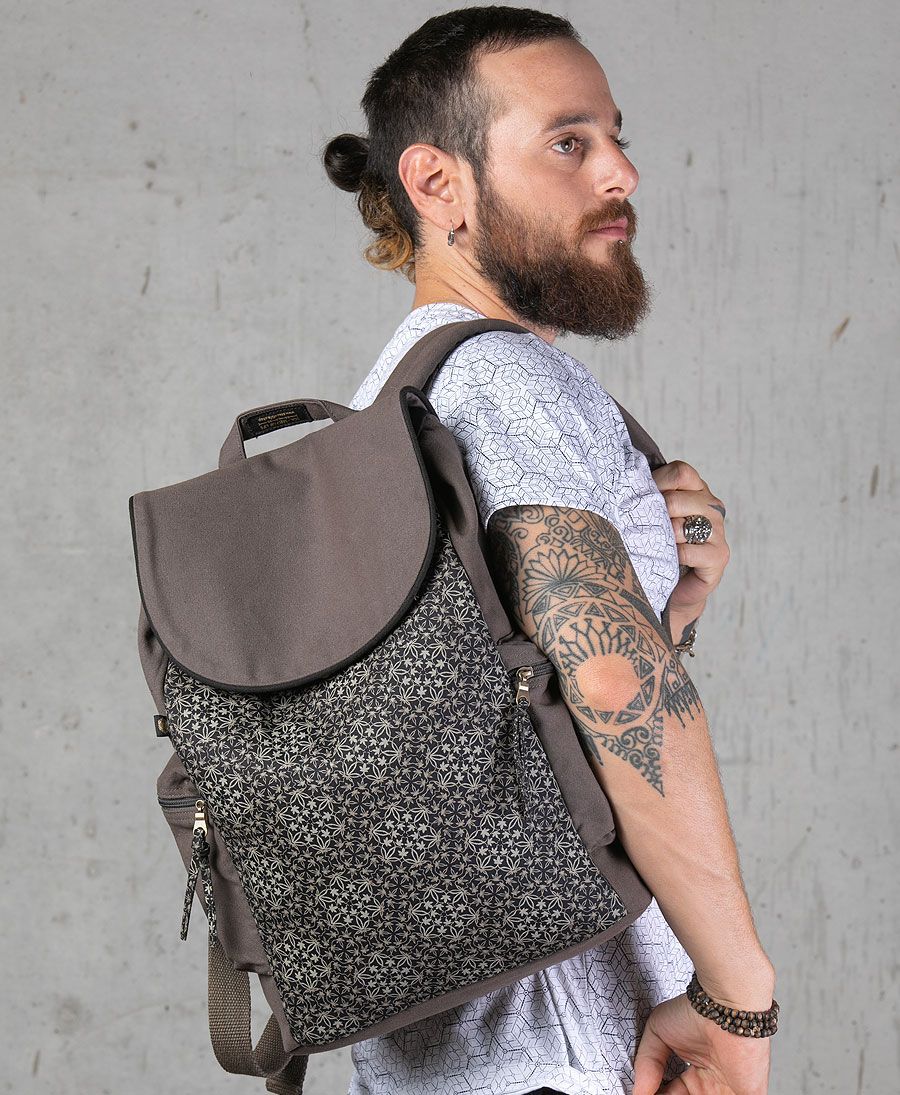 psychedelic backpack canvas laptop bag marijuana print