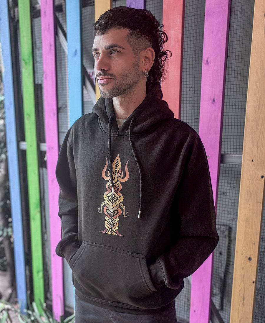 black printed hoodie pullover sweatshirt 