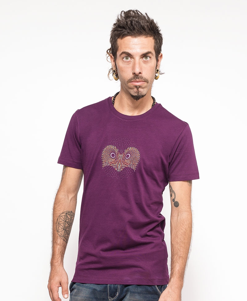 Psychedelic T-shirt For Man Owl Purple
