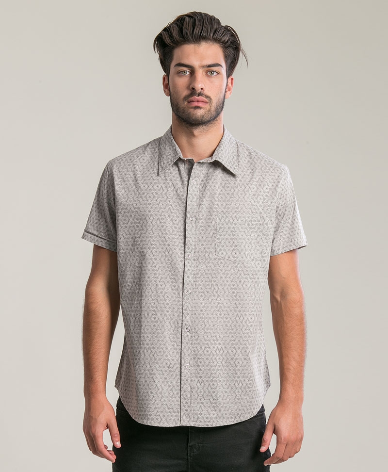 Psychedelic Clothing Button Shirts Seed Of Life Light Grey