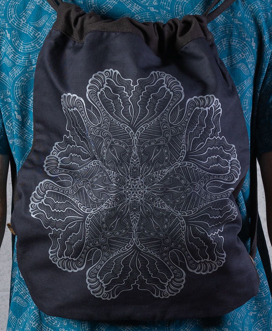 psychedelic festival bag draw string backpack sack vortex mandala