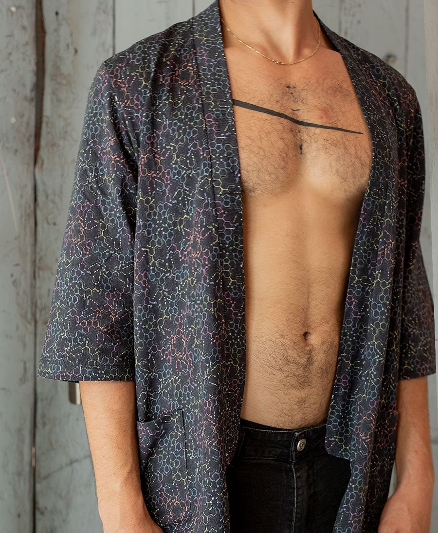 Unisex psychedelic Kimono | LSD Molecule print 