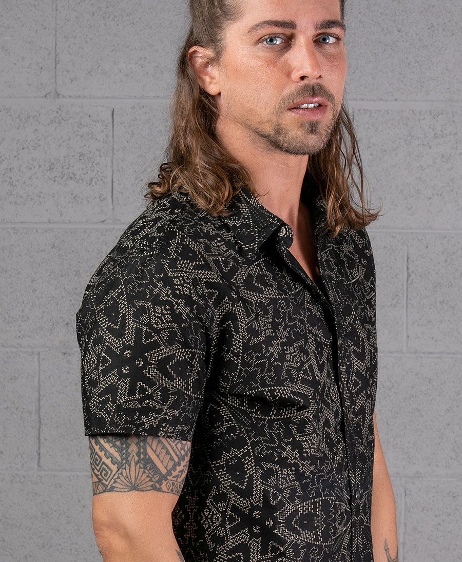 black men button up shirt mandala print