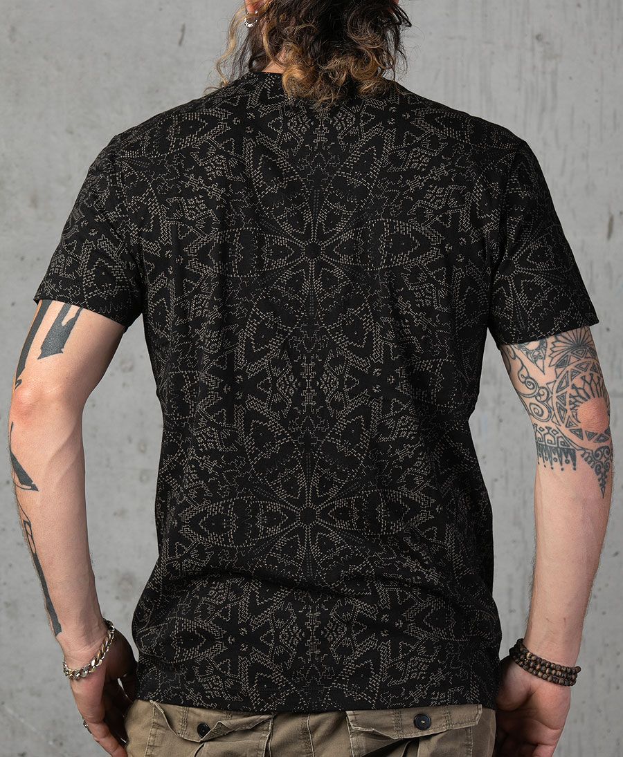 psychedelic full print black t shirt urban streetwear men