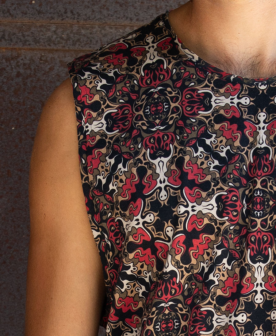 mudras print men tank top